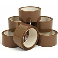 Los mejores  - 6 rollos de cinta adhesiva de color marrón- resistente y seguro- ideal para embalaje- dispensador de relleno- envío…